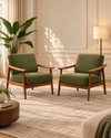 Fox Lounge Chairs in Boucle Olive