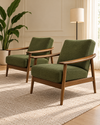 Fox Lounge Chairs in Boucle Olive