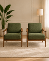 Fox Lounge Chairs in Boucle Olive