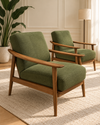 Fox Lounge Chairs in Boucle Olive