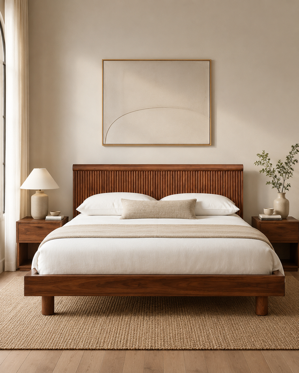 Odean Shisham bed with Side Tables